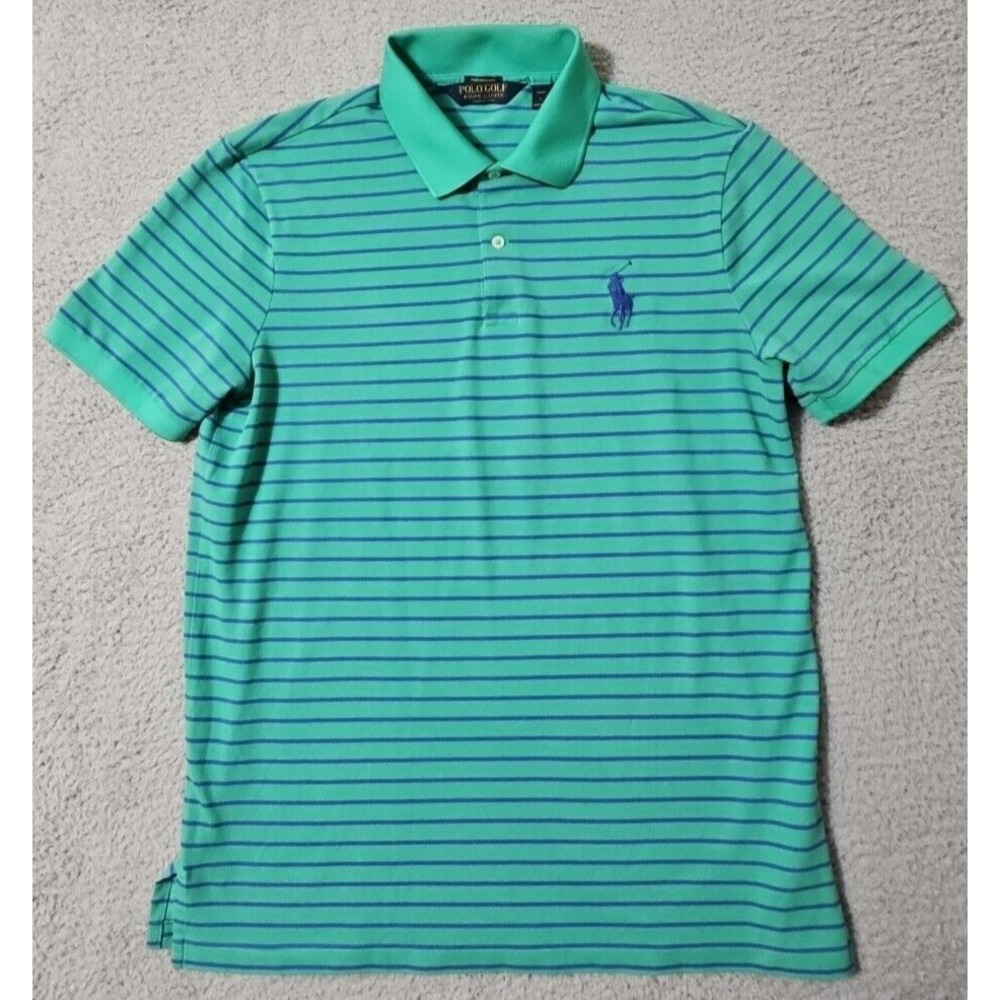 Polo Ralph Lauren‎ PRO FIT Short Sleeved Striped Golf Shirt Men's Sz Large Green